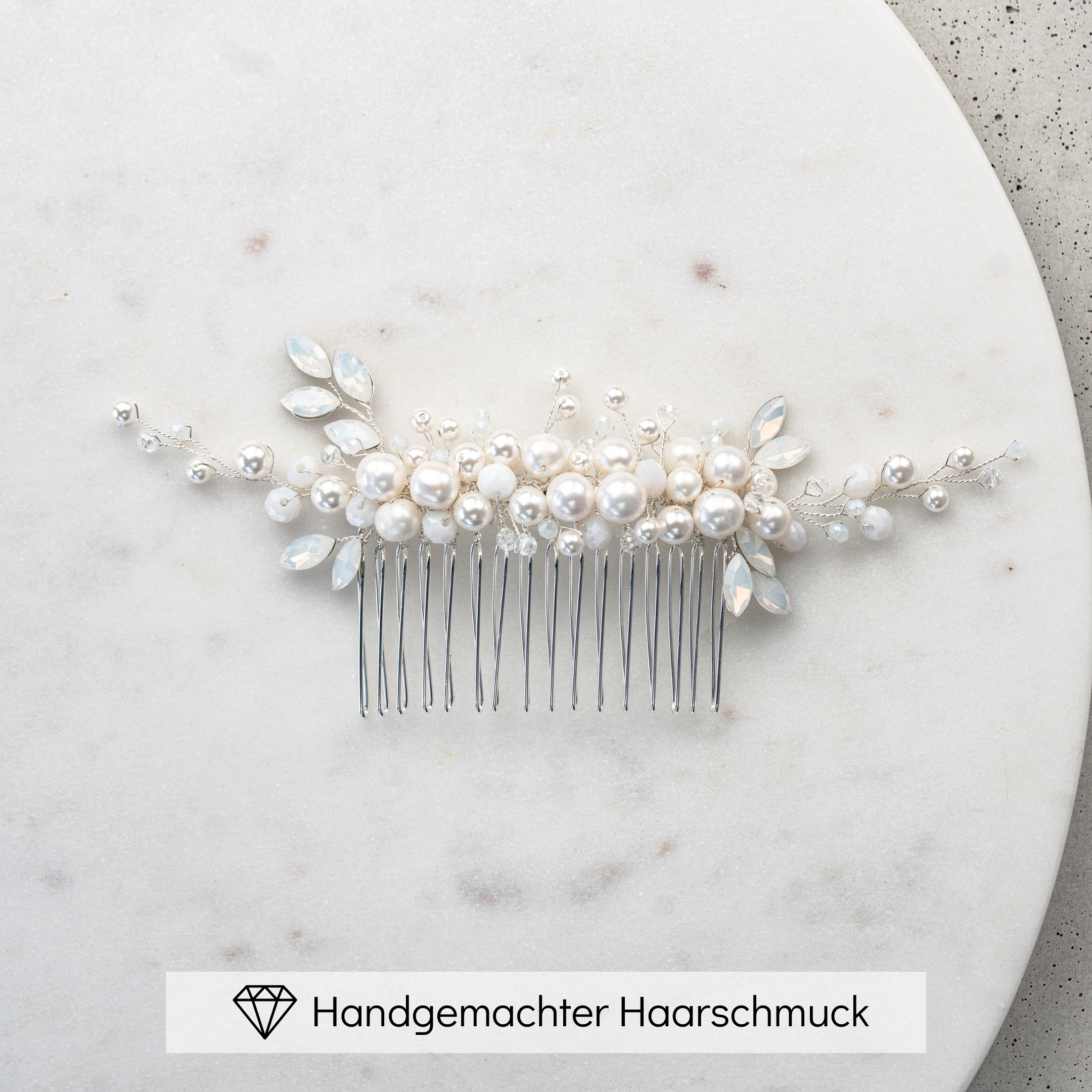 Kris | Haarschmuck Hochzeit - Haarkamm mit Perlen und Kristallen
