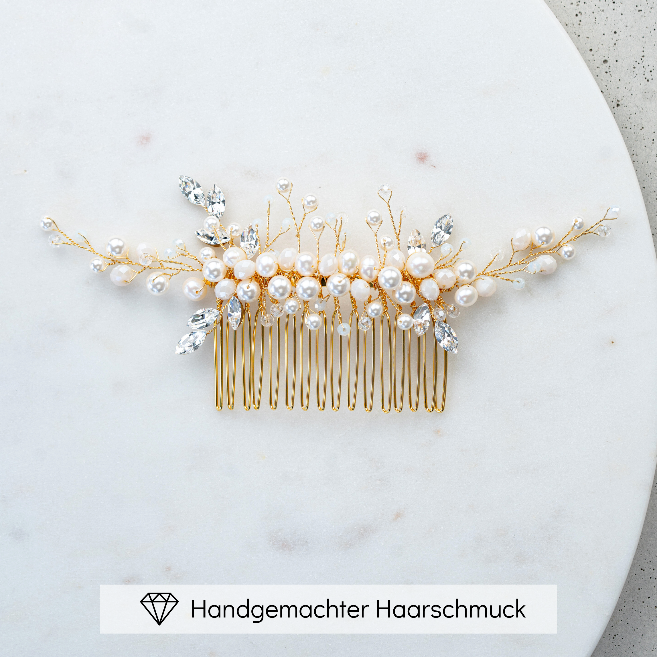 Kris | Haarschmuck Hochzeit - Haarkamm mit Perlen und Kristallen