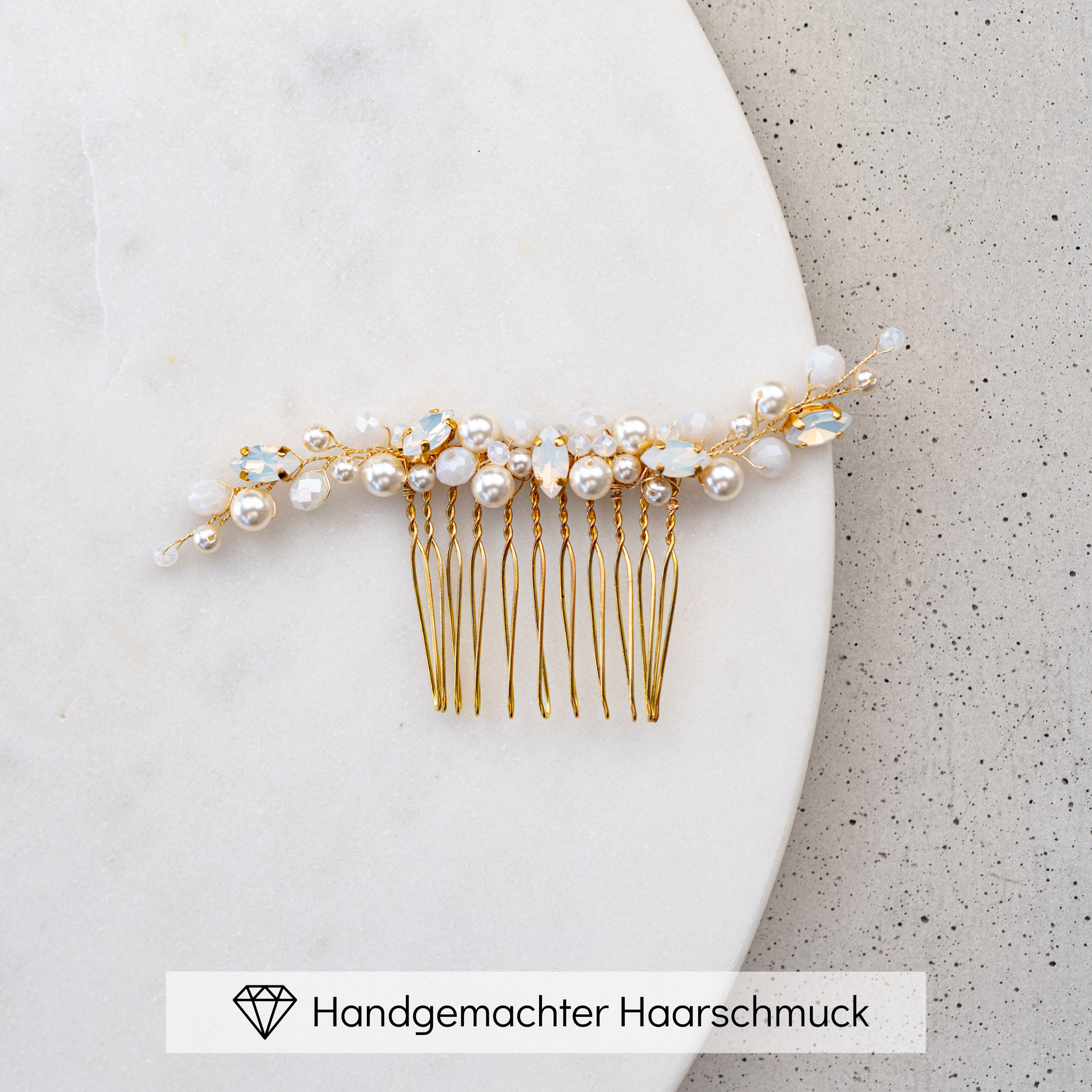 Kylie | Brauthaarschmuck - Haarkamm mit Perlen und Kristallen