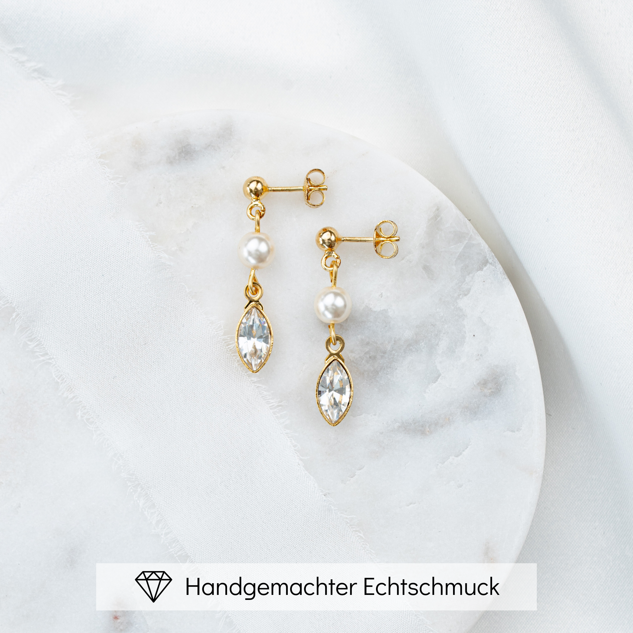 Kylie | Ohrringe Hochzeit mit Perle und Kristall