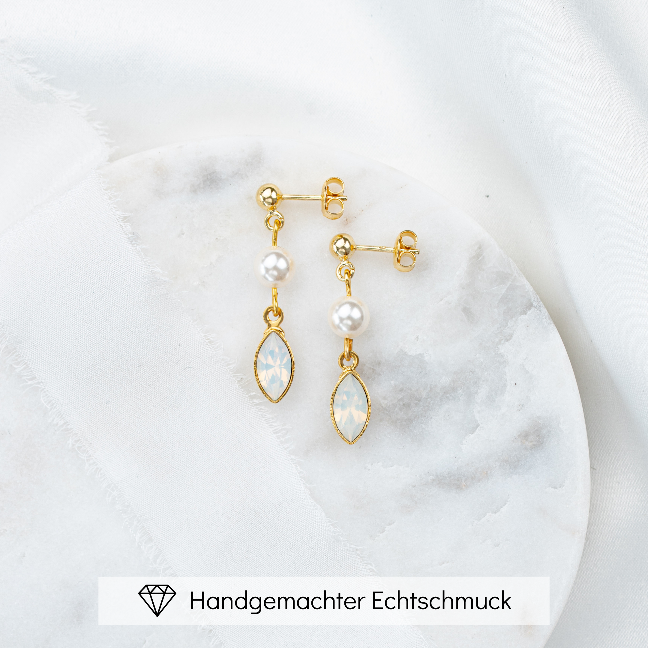 Kylie | Ohrringe Hochzeit mit Perle und Kristall
