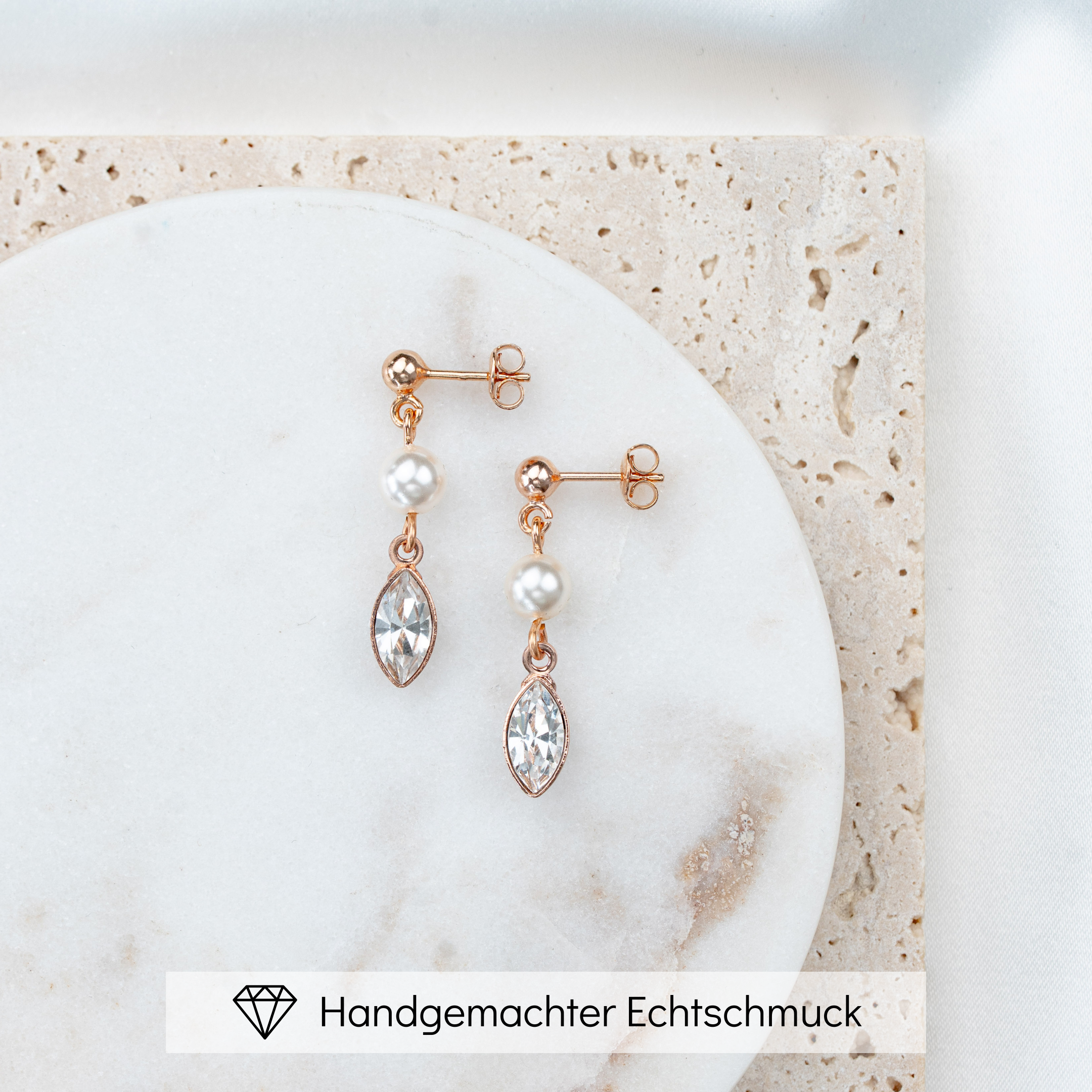 Kylie | Ohrringe Hochzeit mit Perle und Kristall