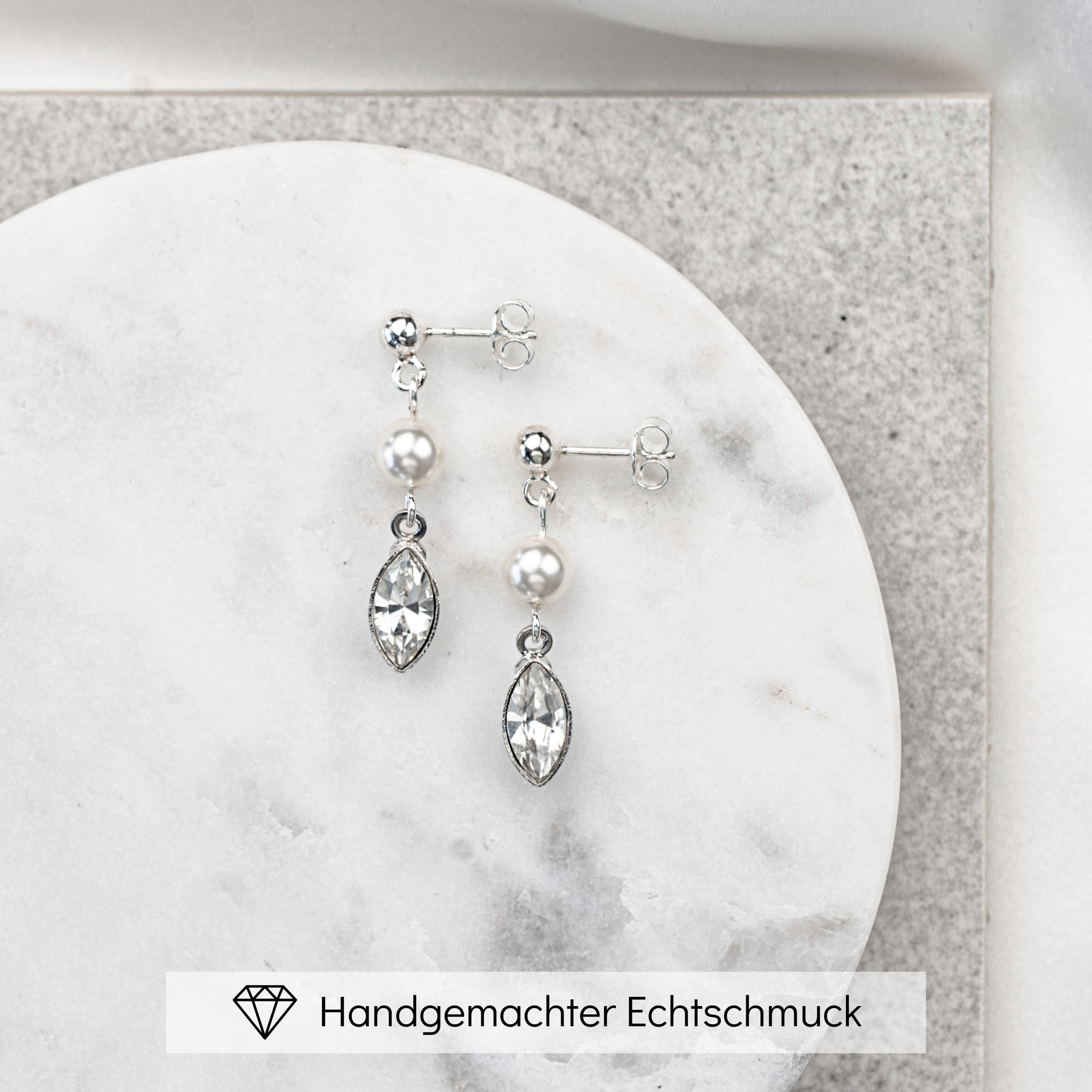 Kylie | Ohrringe Hochzeit mit Perle und Kristall