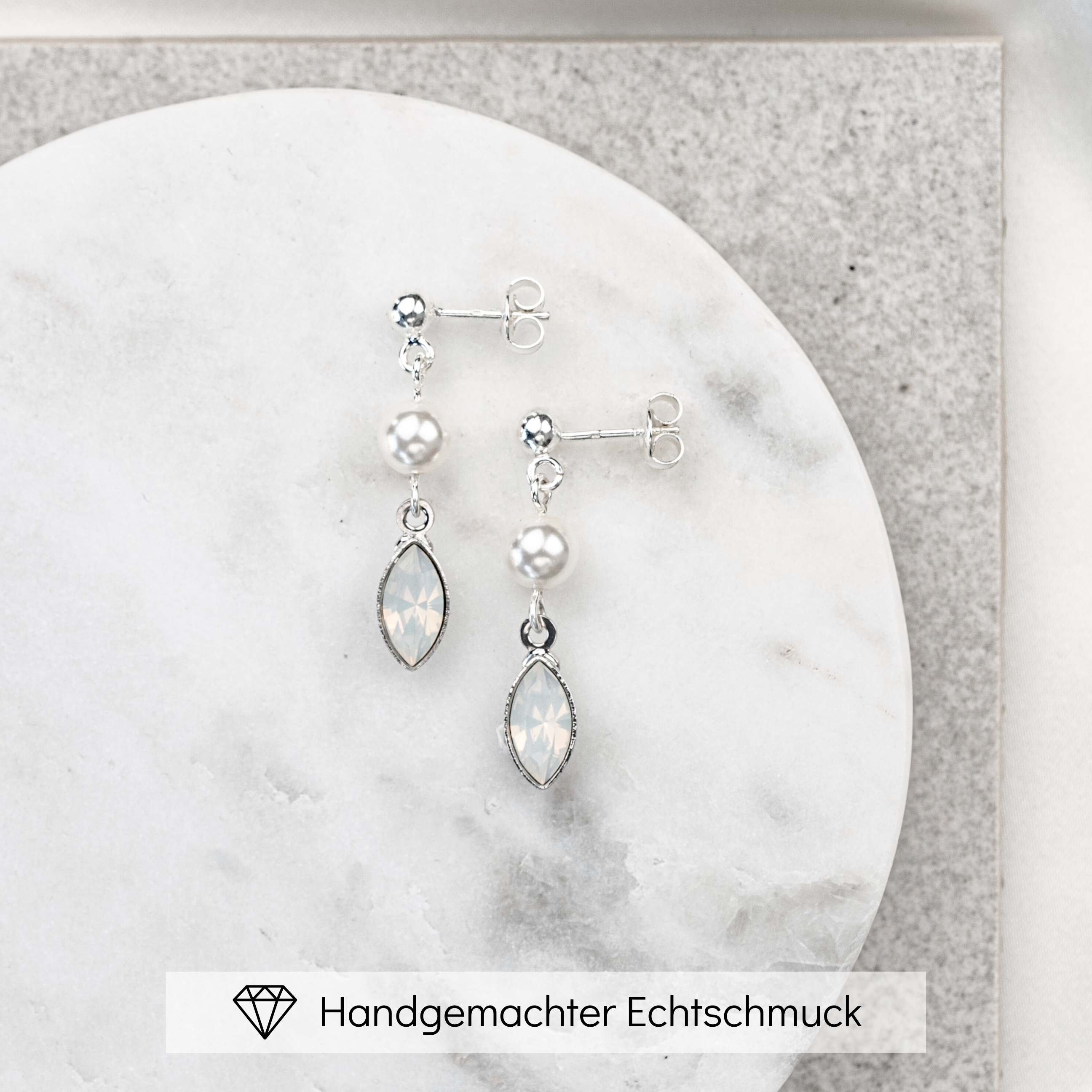 Kylie | Ohrringe Hochzeit mit Perle und Kristall