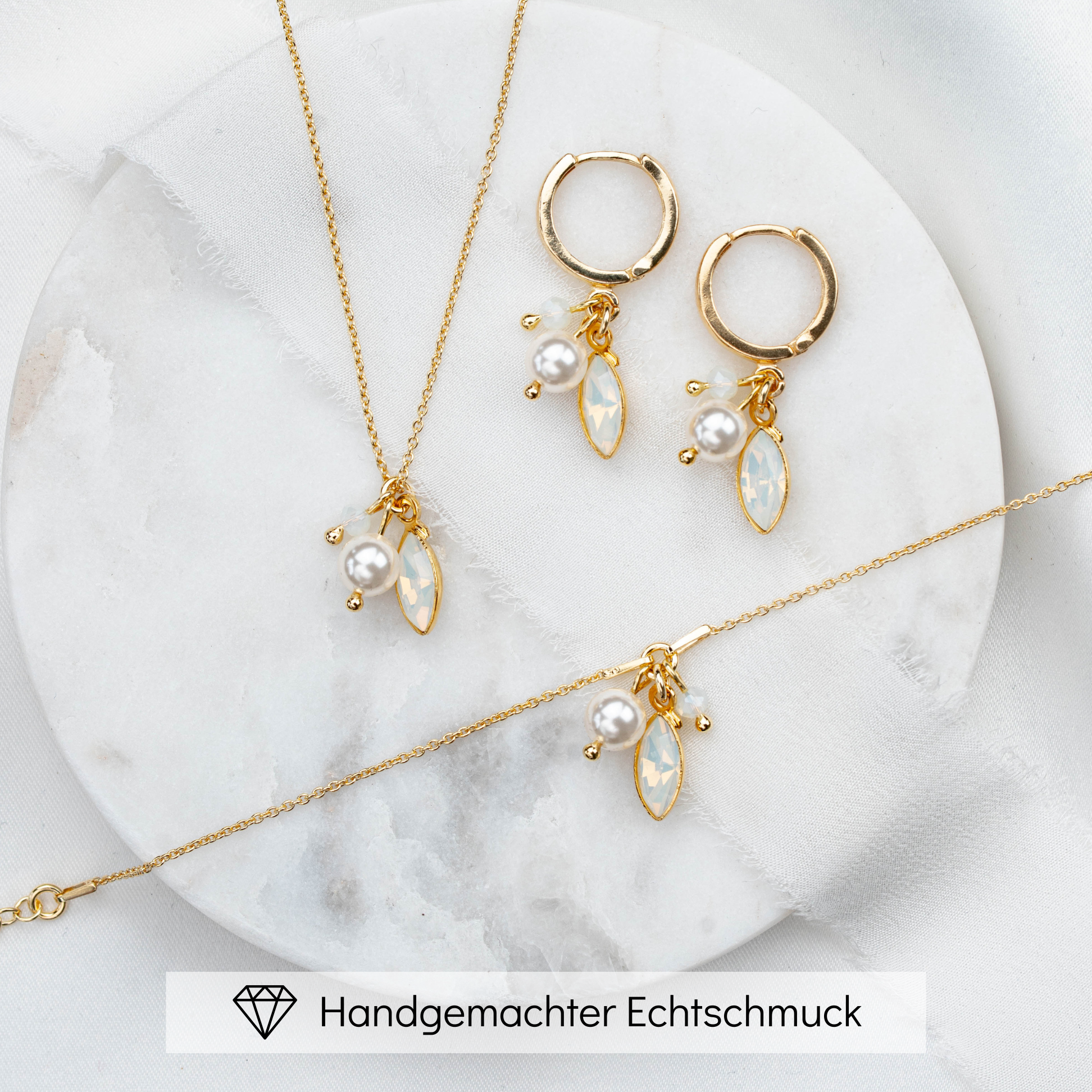 Kylie | Brautschmuck Set mit Perlen und Kristallen