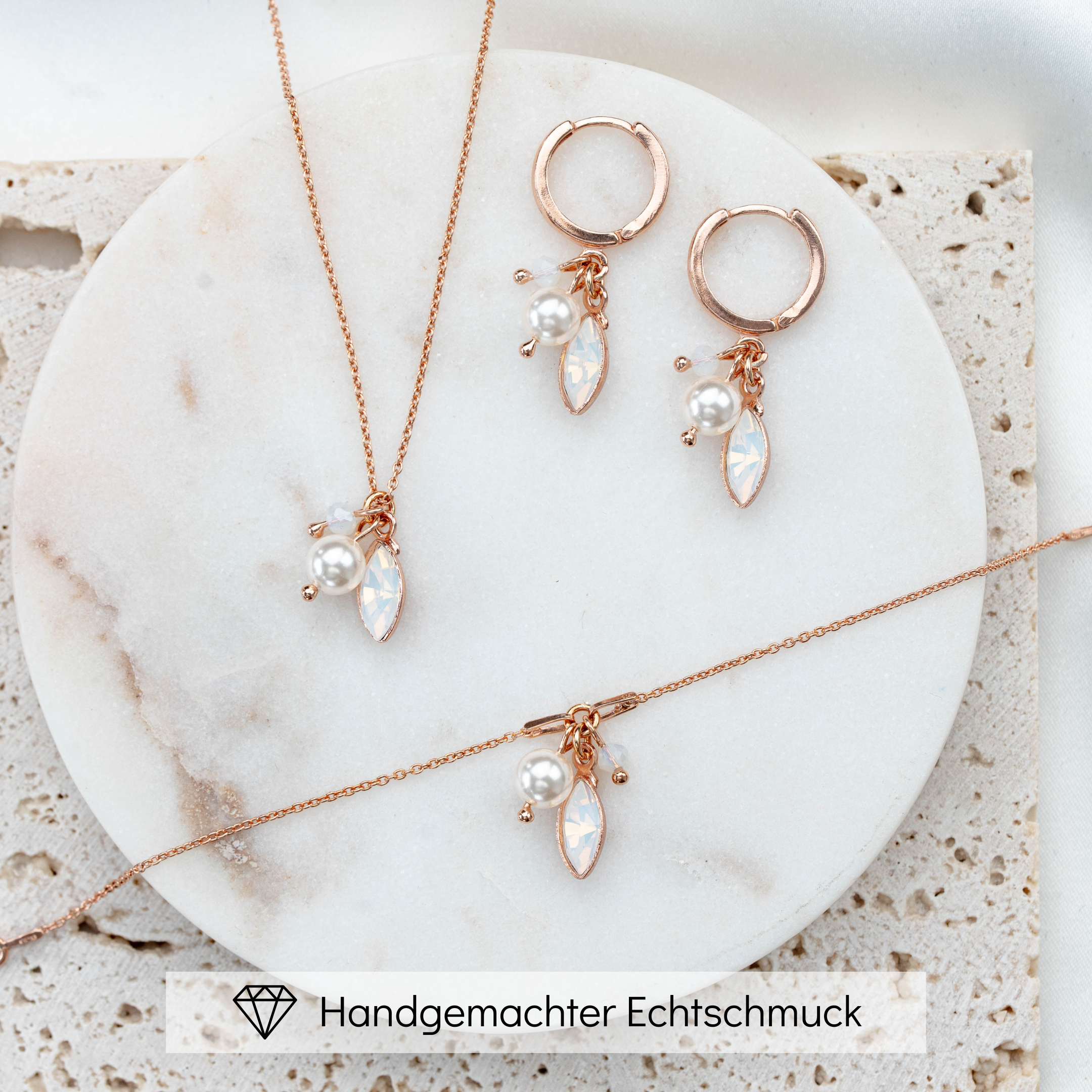 Kylie | Brautschmuck Set mit Perlen und Kristallen
