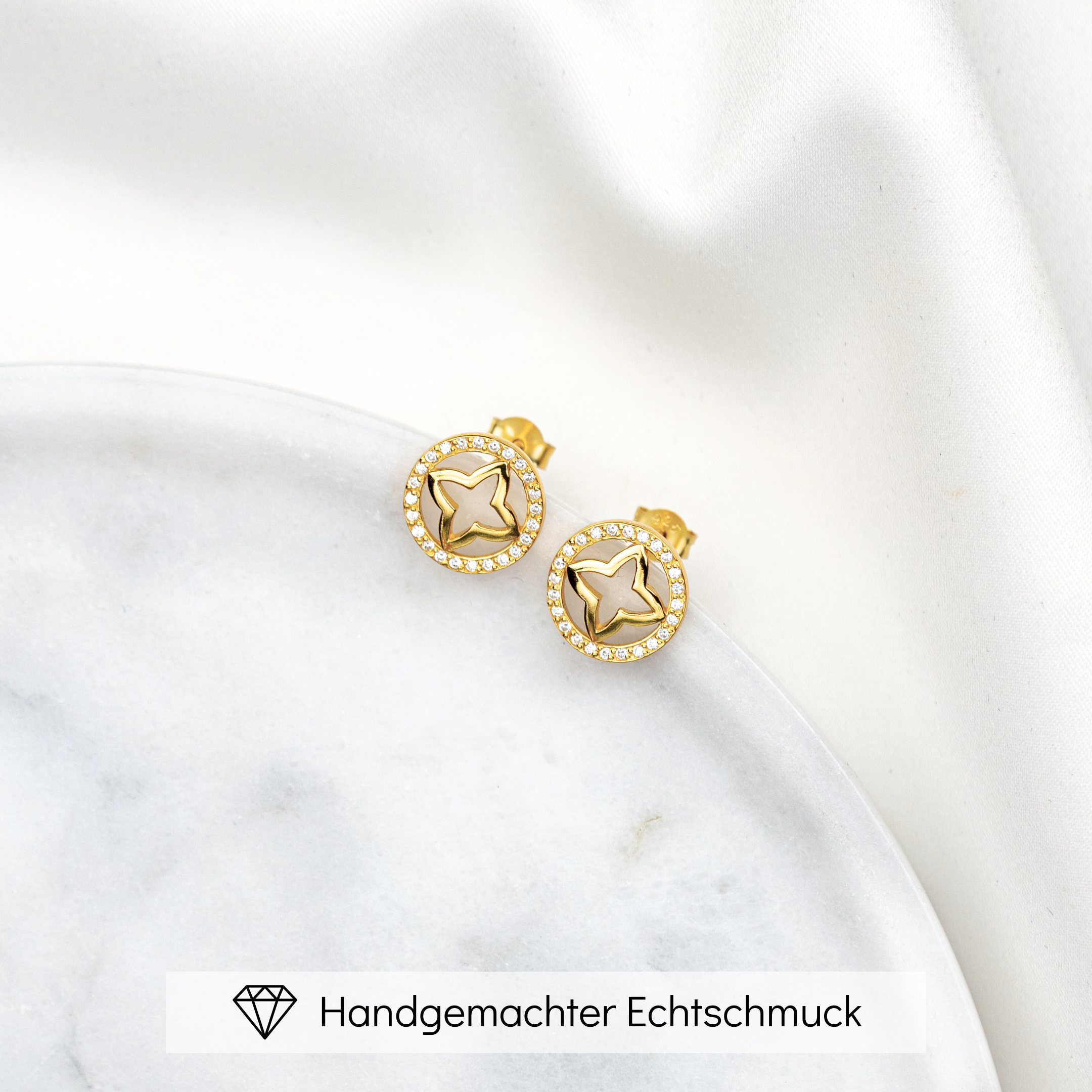 Olivia | runde Braut Ohrringe mit Kristallen