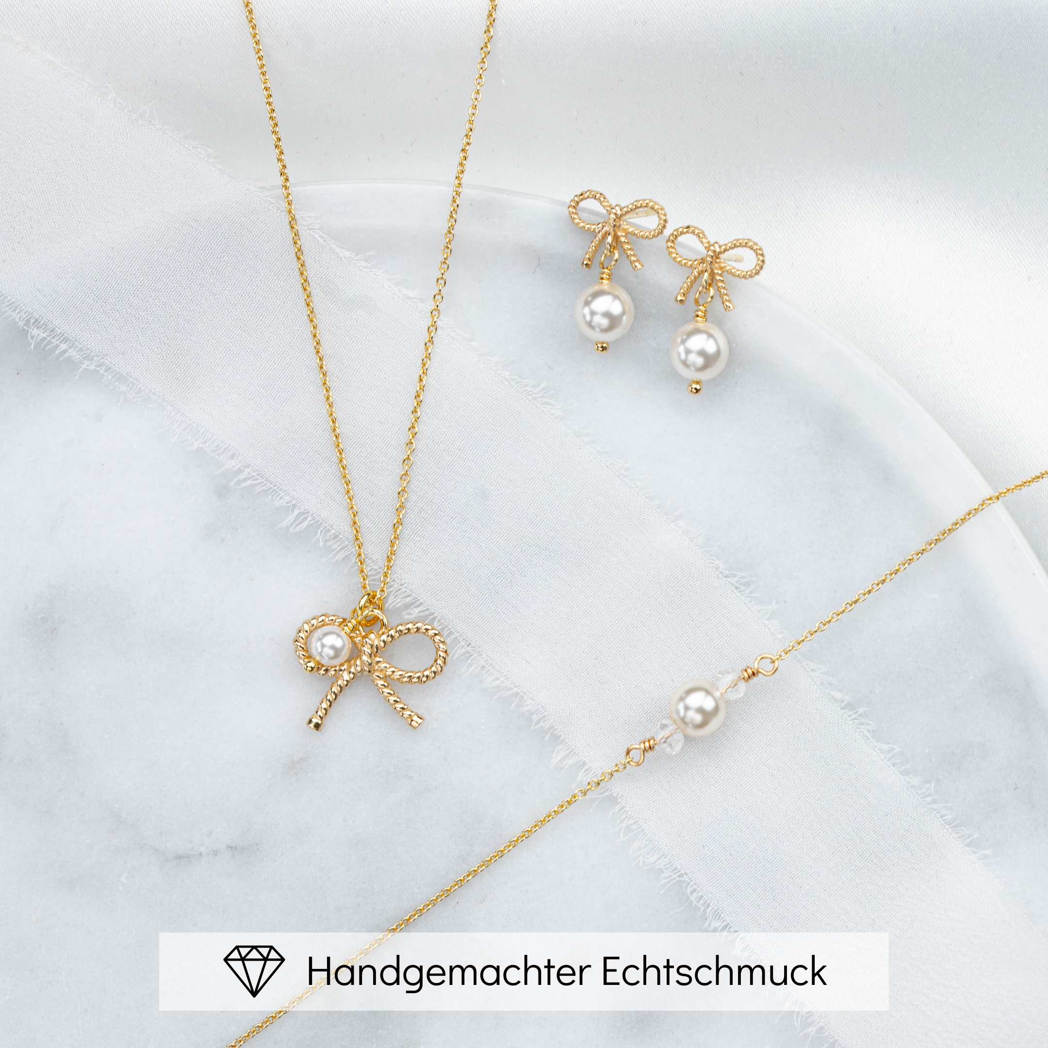 Pinella | Brautschmuck Set mit Schleife und Perle