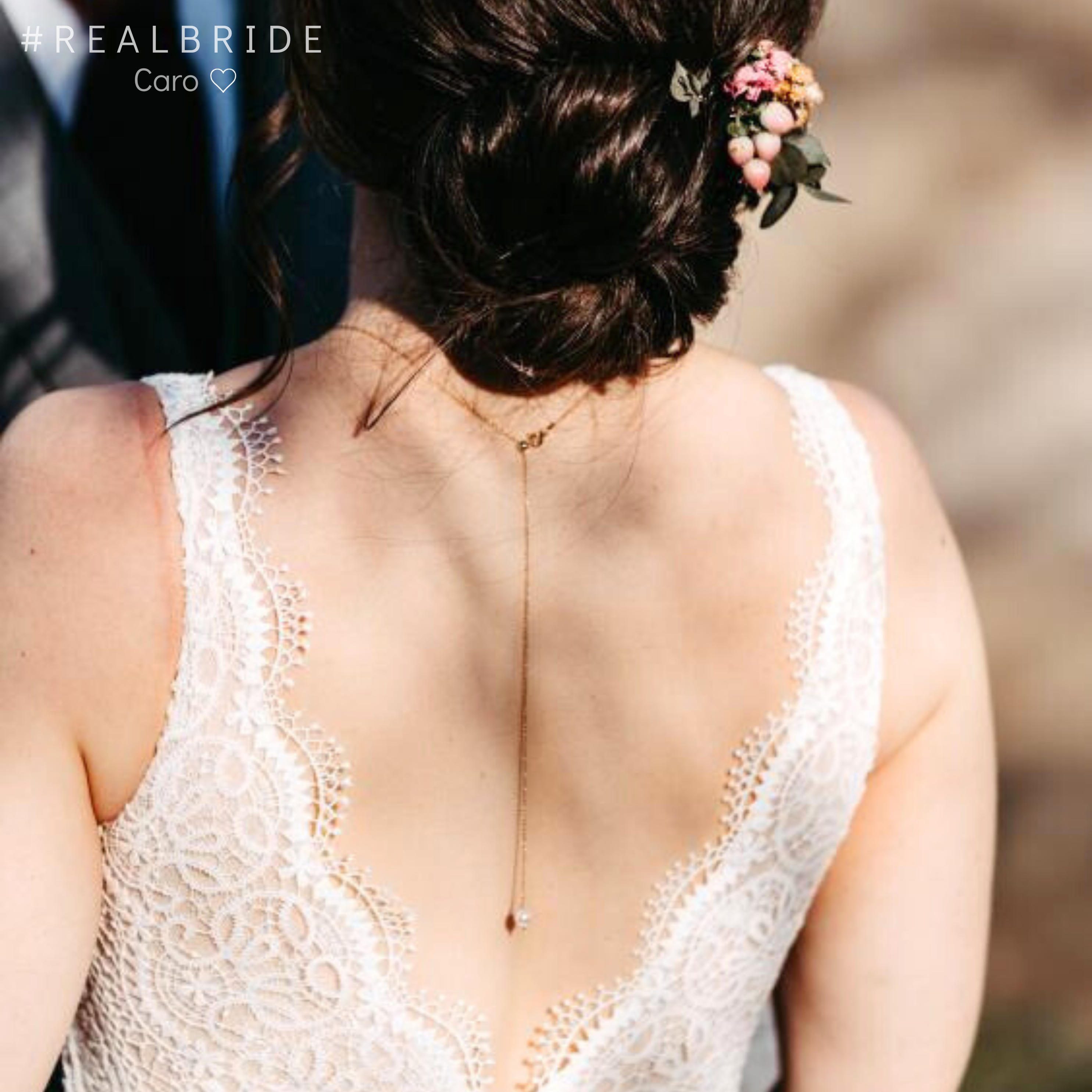 Halskette mit Rückenkette | Brauthalskette mit Perlen - Y-Kette