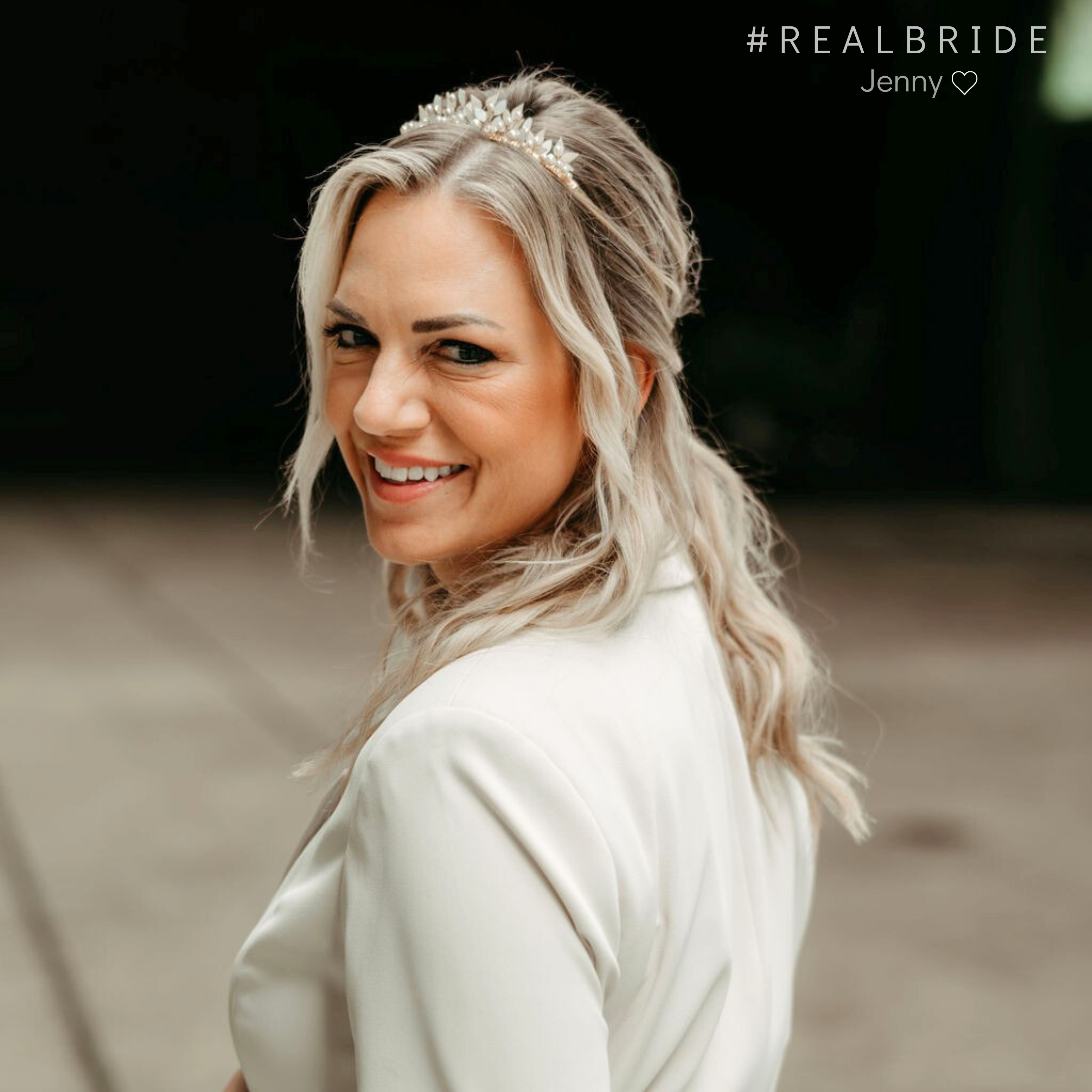 Greta | Diadem Krone - Braut Haarreif mit Perlen und Kristallen