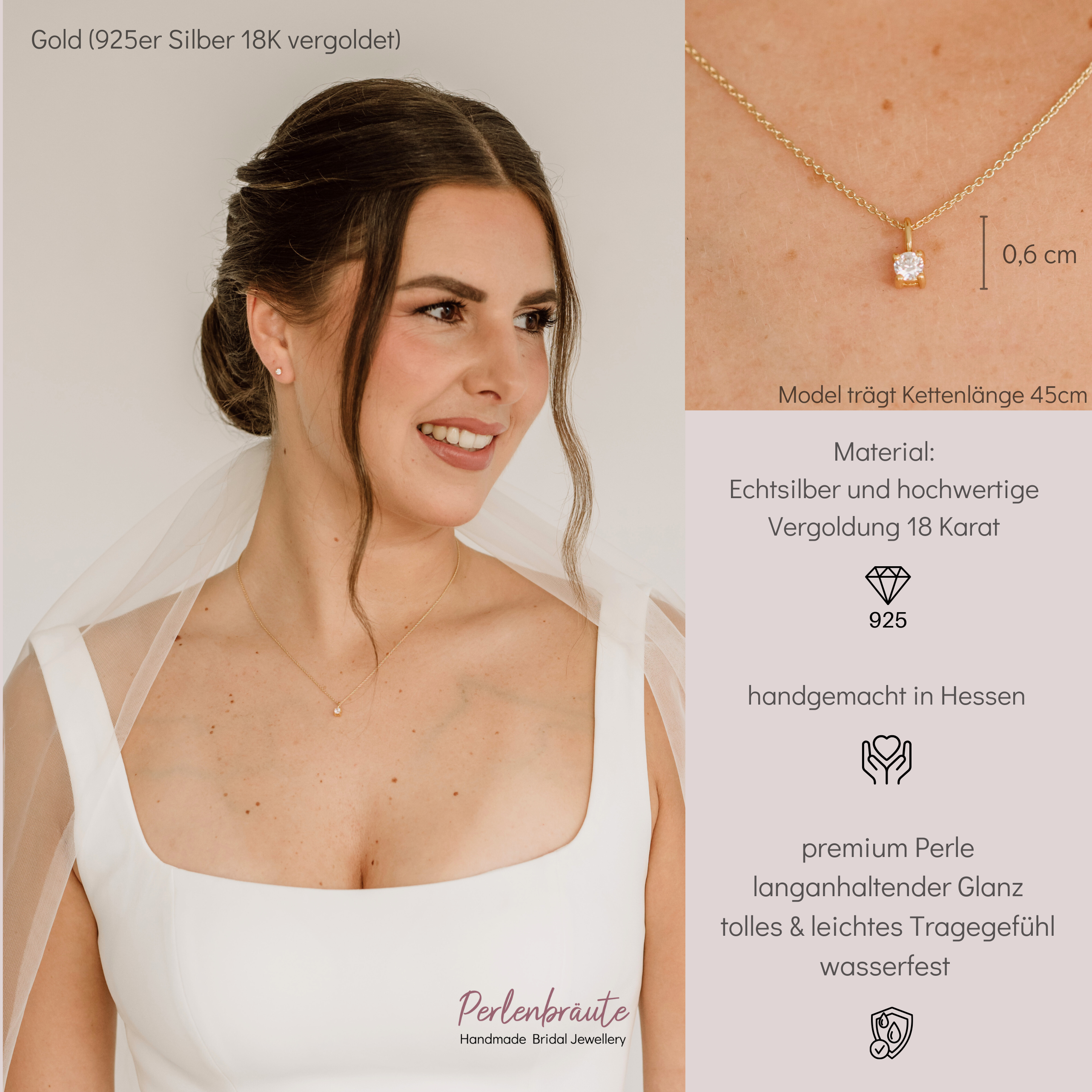 Sanna | Halskette Hochzeit mit Zirkonia Kristall