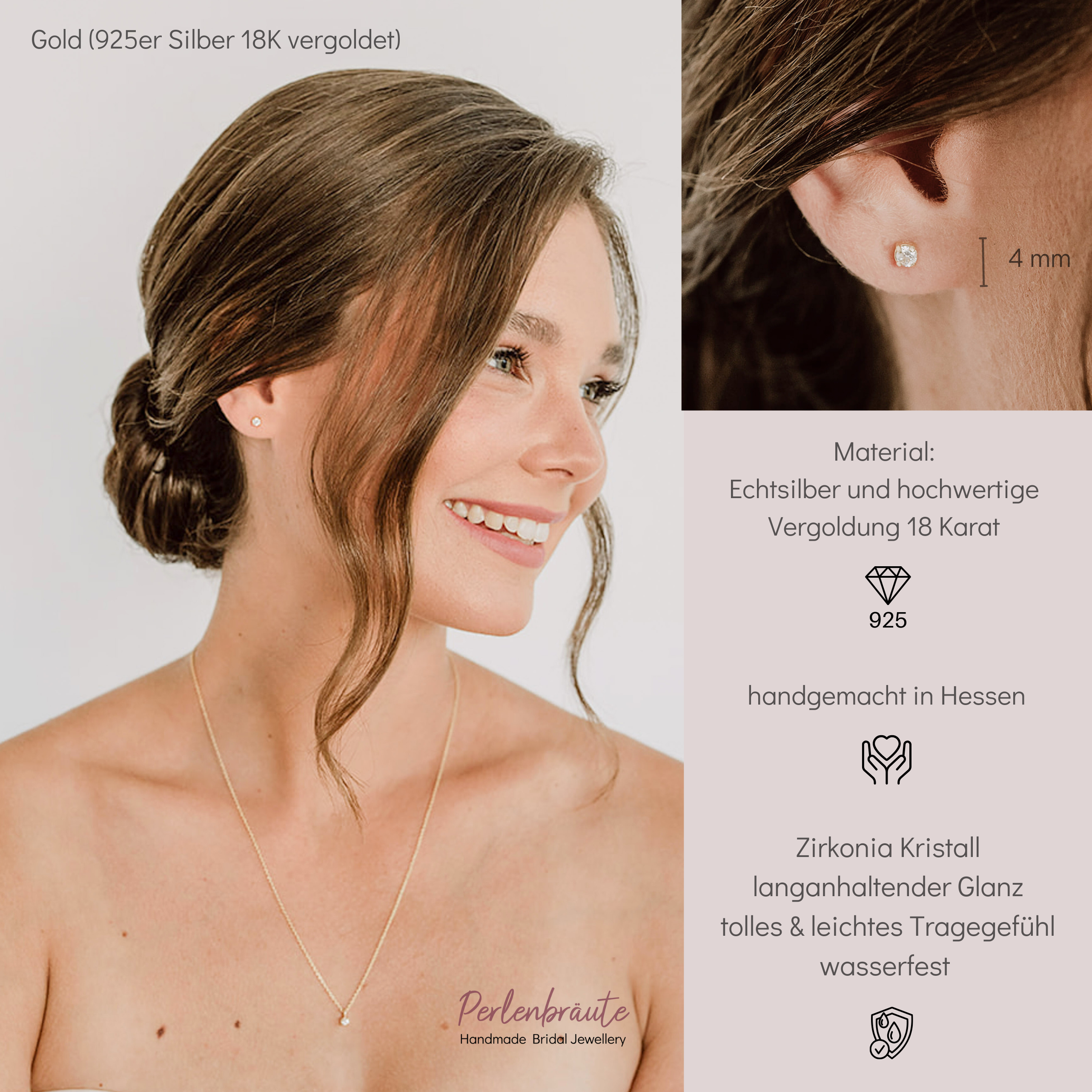 Sanna | schlichte Brautohrstecker mit Zirkonia