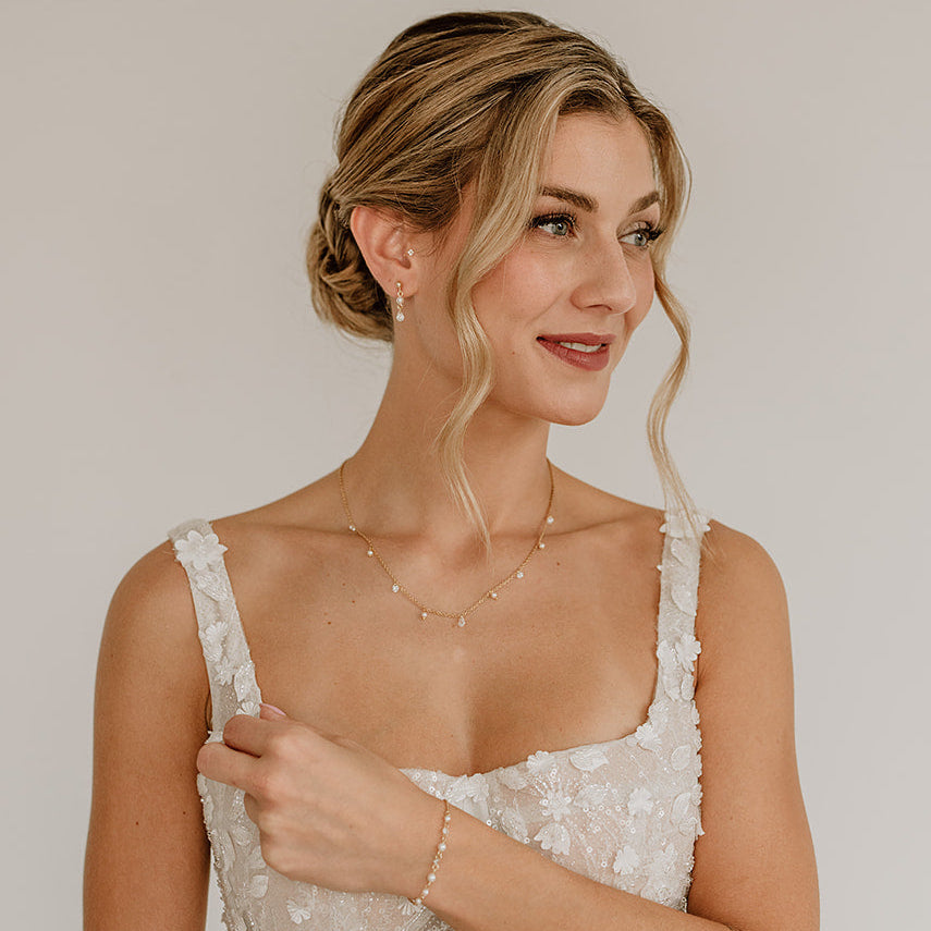 Amina | Braut Halskette mit Perlen