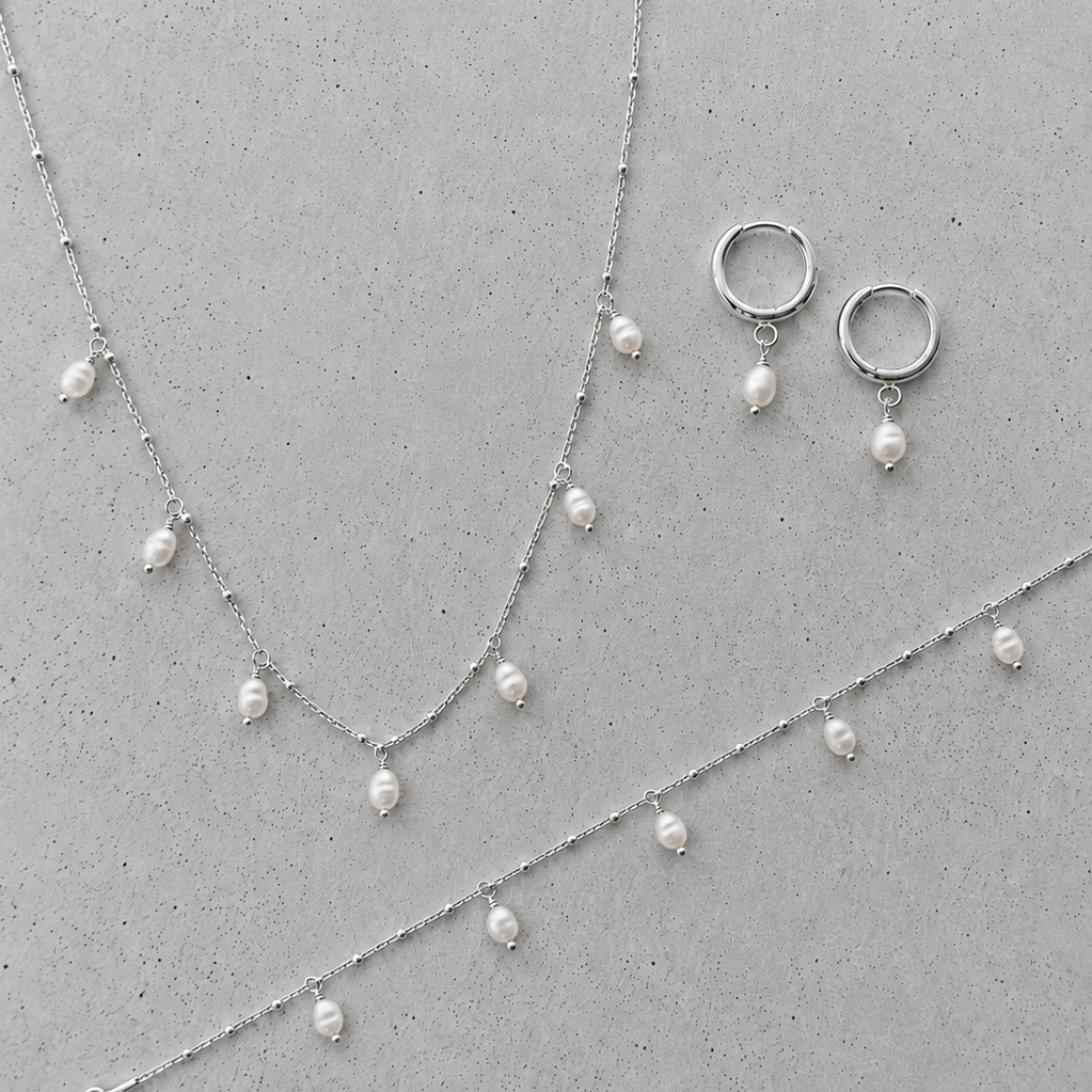 Kaya | Brautschmuck Set mit echten Süßwasserperlen