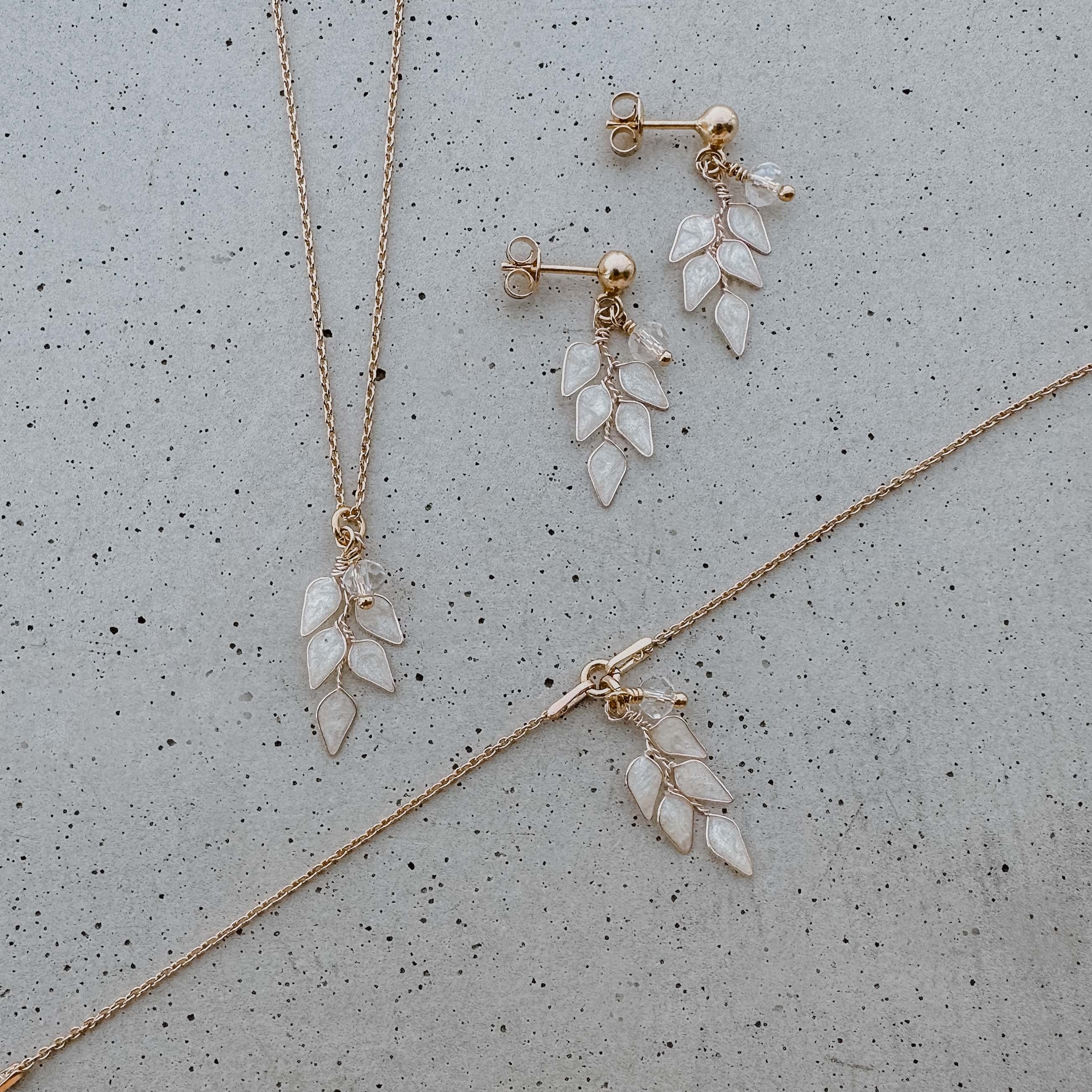 Lana | Brautschmuck Set mit Blättern