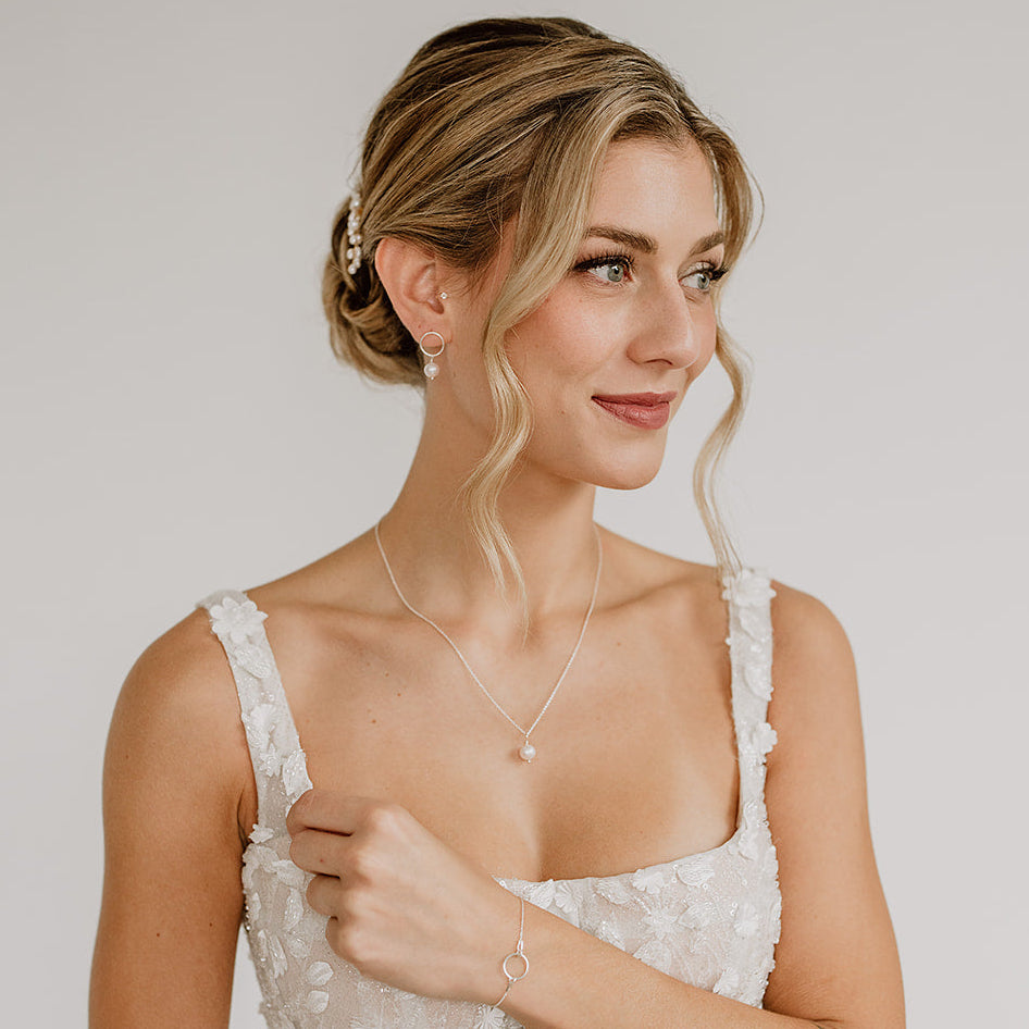 Toni | Hochzeitsschmuck Set mit echten Süßwasserperlen